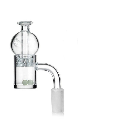 Quartz Banger Nail w/ Helix Function Cap & Glow Terp Pearls 14MM Male - Discreet Smoker