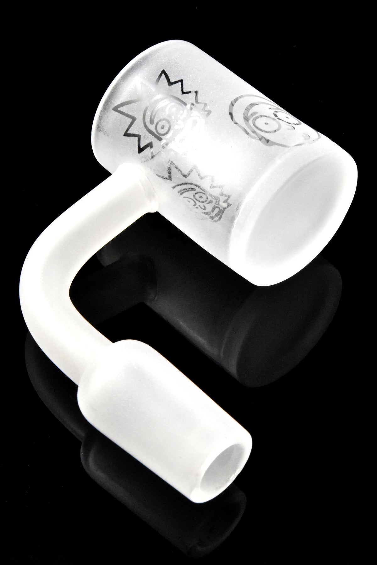 Quartz 14.5 mm Male 90° Frosted Flat-Top Banger – Etched Designs - Discreet Smoker