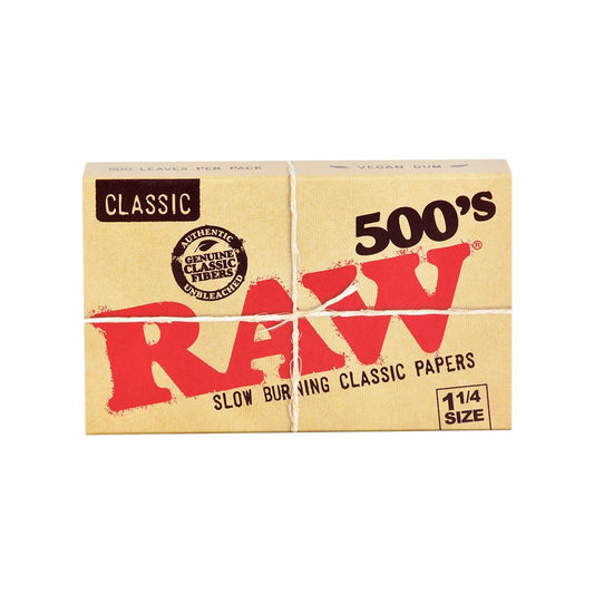 RAW Classic Creaseless 500's Papers - 500pc / 1 1/4" 20pk - Discreet Smoker