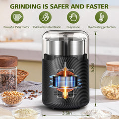 Hermolante Herb Grinder, Electric Spice Grinder, Press-Down Lid Starts