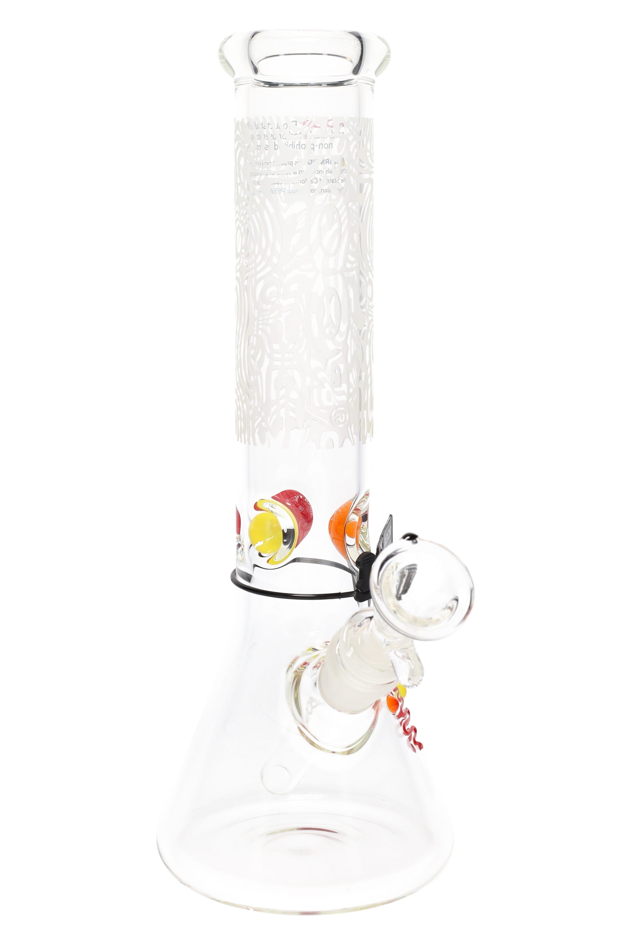 ROOR 12" Frosted Beaker Bong with Multicolor Ice Pinch – Glass-on-Glass - Discreet Smoker