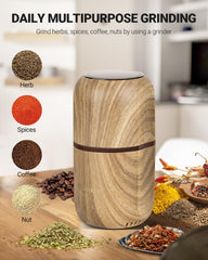 Electric Herb Grinder [Large Capacity/High Rotating Speed]-Electric Grinder for Spices and Herbs (Wood Grain 2)