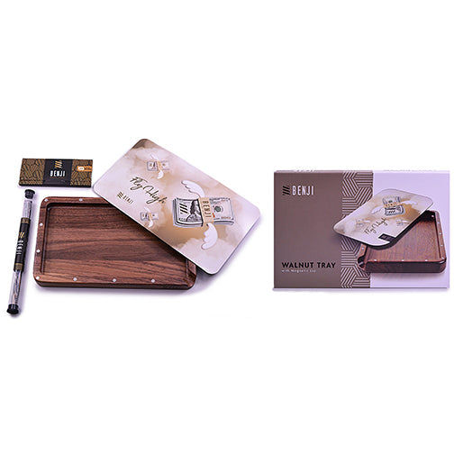 Benji - Walnut Tray w/ Magnetic Lid Kit - Fly High - Discreet Smoker