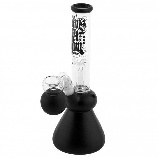 Amsterdam | 12" Black Glass Water Pipe w/ Dome Perc - Discreet Smoker
