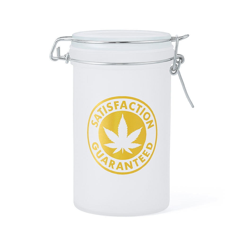 SATISFACTION GUARANTEED FROSTED STASH JAR - Discreet Smoker