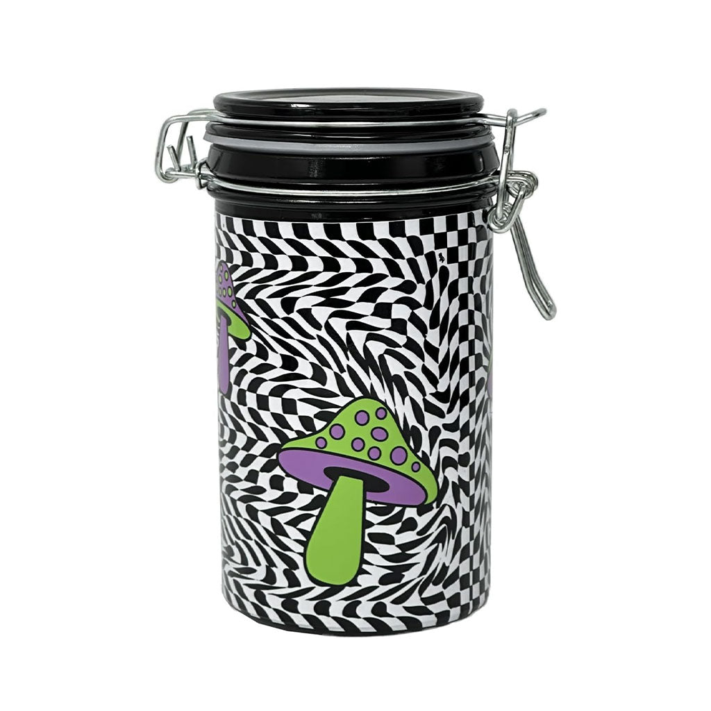 TRIPPY MUSHROOM CHECKBOARD STORAGE JAR - Discreet Smoker