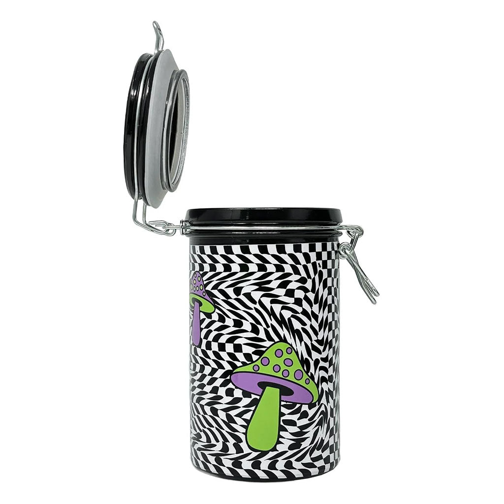 TRIPPY MUSHROOM CHECKBOARD STORAGE JAR - Discreet Smoker