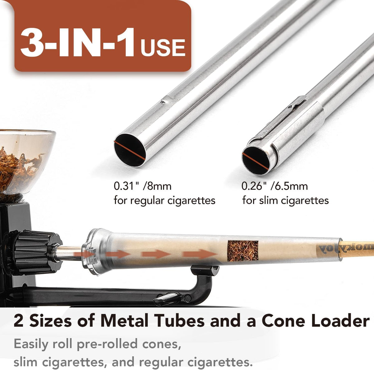 Electric Cigarette Rolling Machiner with Pre Rolled Holder Case, Grinder, Filling Maker
