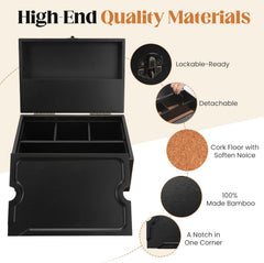 Large Bamboo Storage Box with Removable Tray Kit