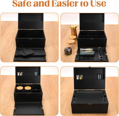 Large Bamboo Storage Box with Removable Tray Kit