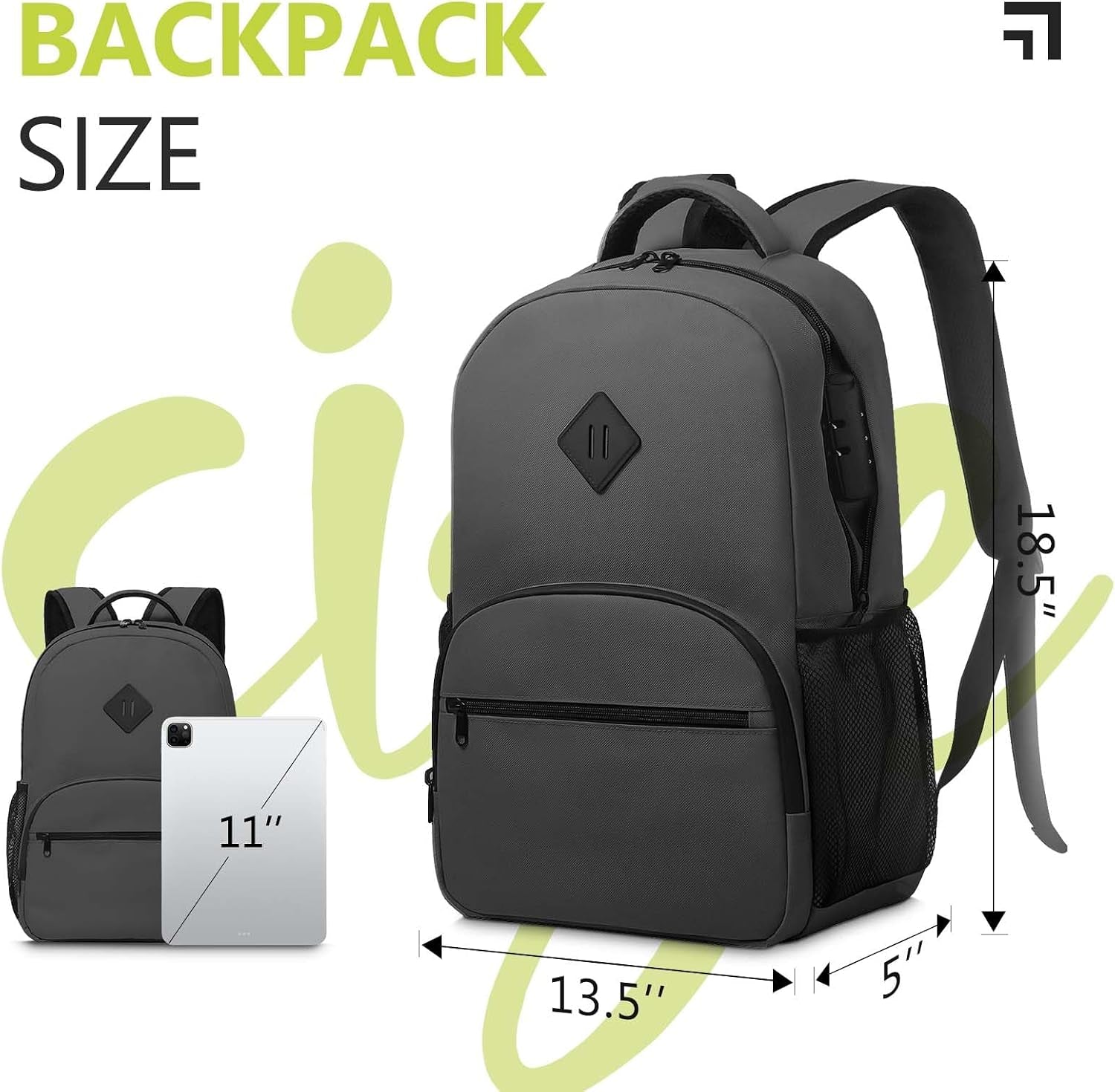 OZCHIN Smell Proof Backpack with Combination Lock, Double Sealed Zipper Classicssmell Proof Travel Backpack, Large Capacity Smell Proof Container Carbon Enduring, Great Gifts for Men Women