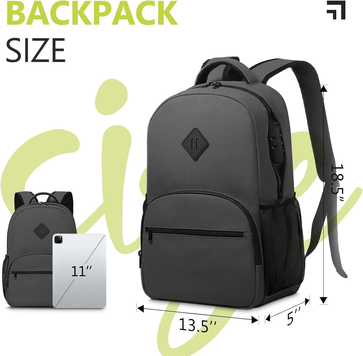 OZCHIN Smell Proof Backpack with Combination Lock, Double Sealed Zipper Classicssmell Proof Travel Backpack, Large Capacity Smell Proof Container Carbon Enduring, Great Gifts for Men Women