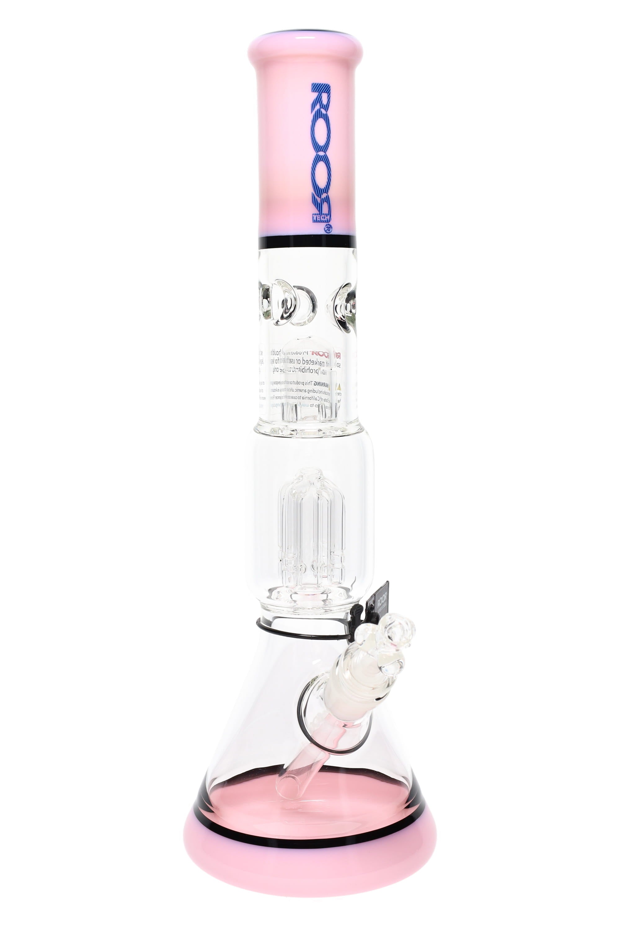 ROOR Tech 14" Multicolor Beaker Bong with Tree Perc – Glass-on-Glass - Discreet Smoker