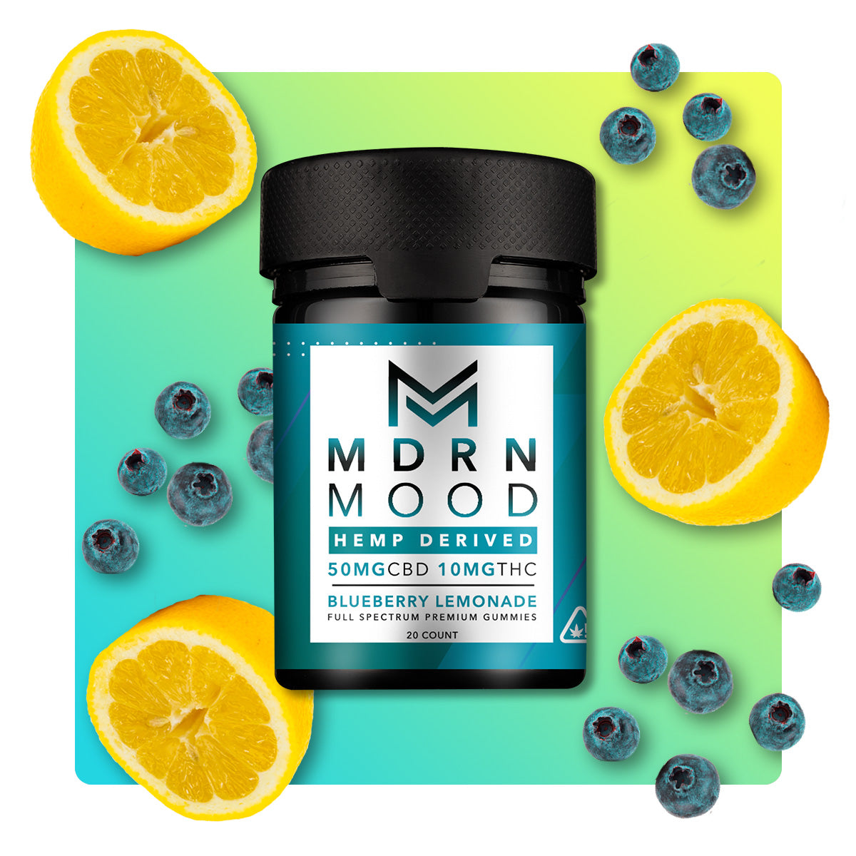 Mdrn Mood Blueberry Lemonade - 50mg CBD / 10mg THC (20ct) - Discreet Smoker