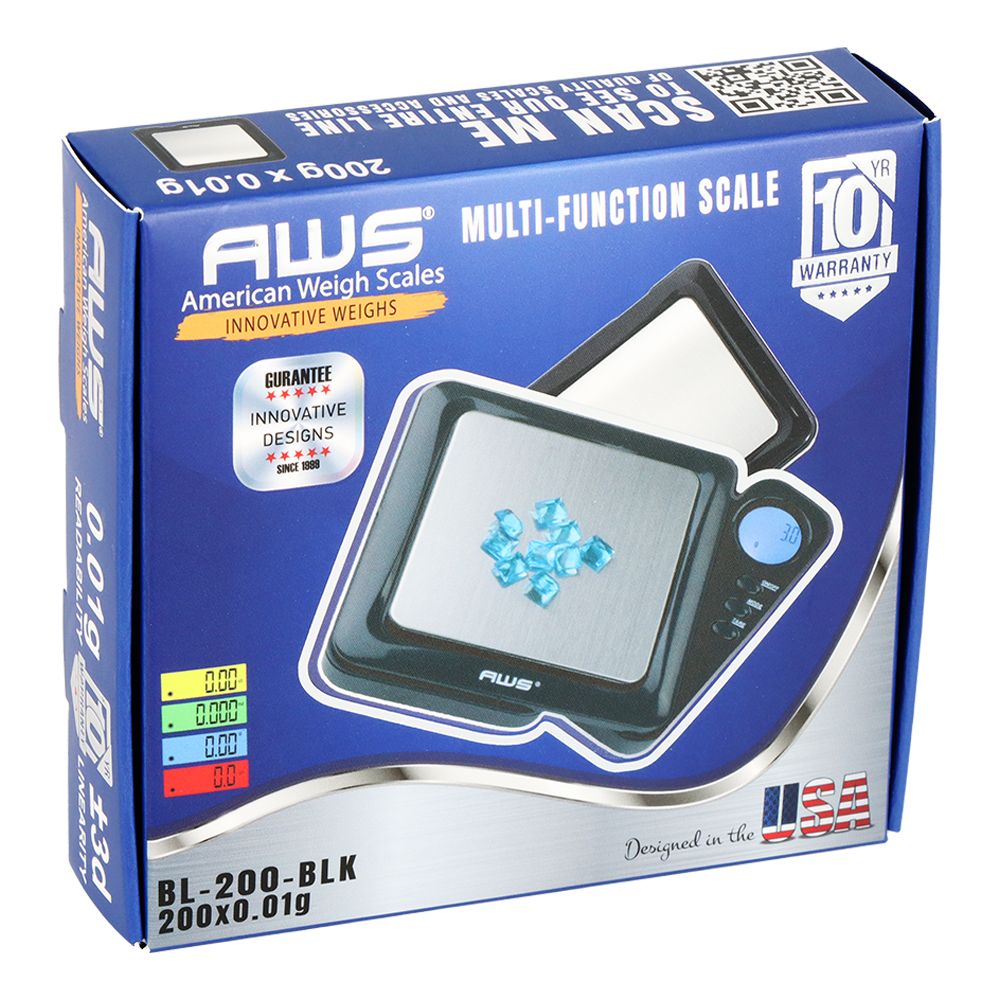 AWS Blade Digital Pocket Scale Series- 200g x 0.01g / Black - Discreet Smoker