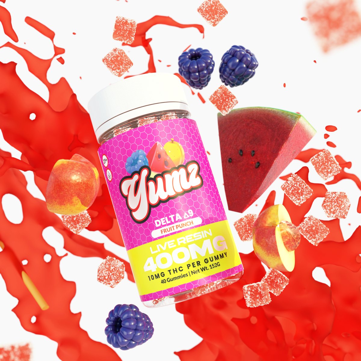 THC Gummies - Delta 9 THC - YUMZ LAB - Fruit Punch - Discreet Smoker