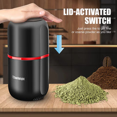 Herb Grinder [Large Capacity/Fast/Electric ]-Spice Herb Coffee Grinder with Pollen Catcher/- 7.5" (Black)