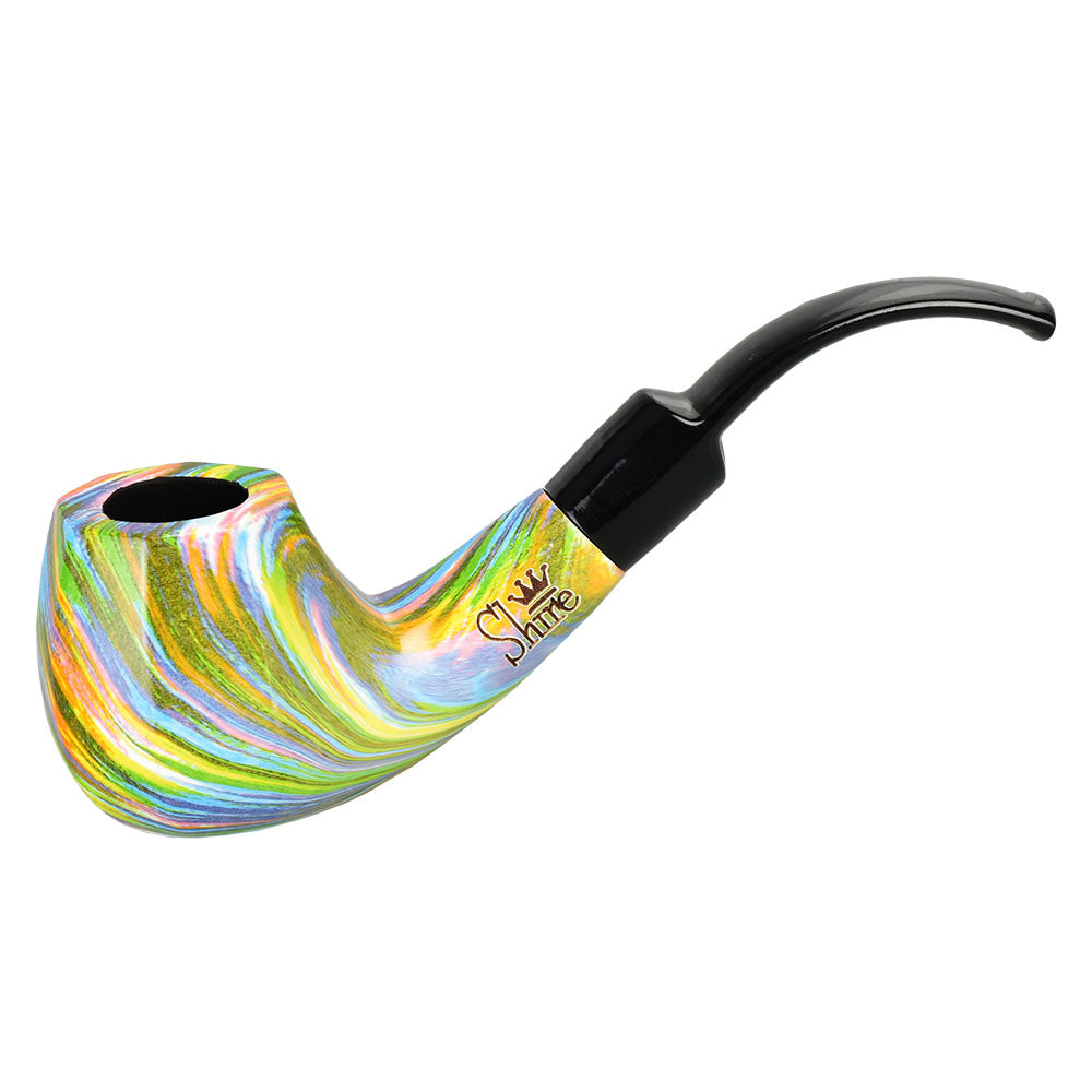 Pulsar Shire Pipes The Firebow | Bent Brandy Saddle Stem Rainbow Wood Pipe - Discreet Smoker