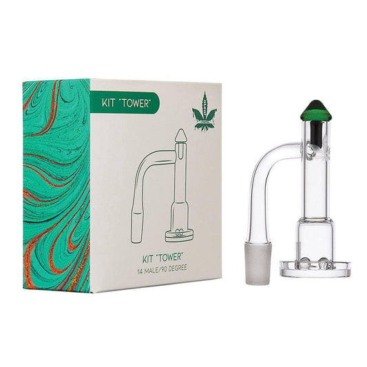 aLeaf Tower Quartz Banger Spinner Kit - 14mm M/90 Degree - Discreet Smoker