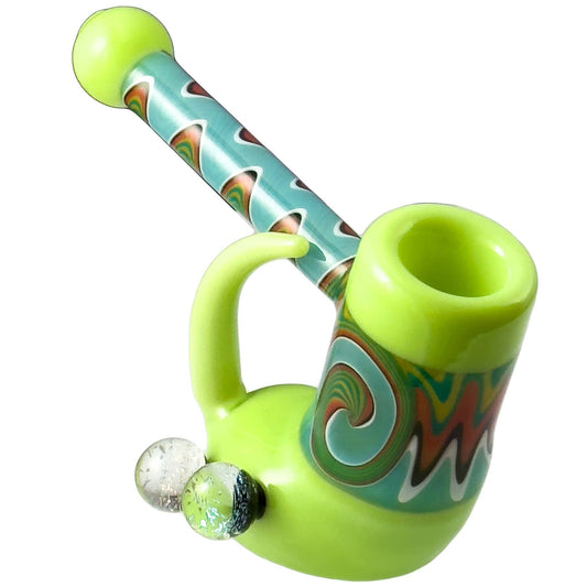 Crush Fang Bub Pipe w/Dual Galaxy Marbles (Various Colors) - Discreet Smoker
