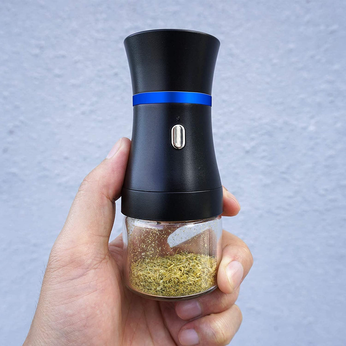 Electric Herb Grinder COMPACT for Flower Buds, Usb-Rechargeable, 2Pcs 1.7Oz Glass Herb Chamber - Ideal for Everyday Carry