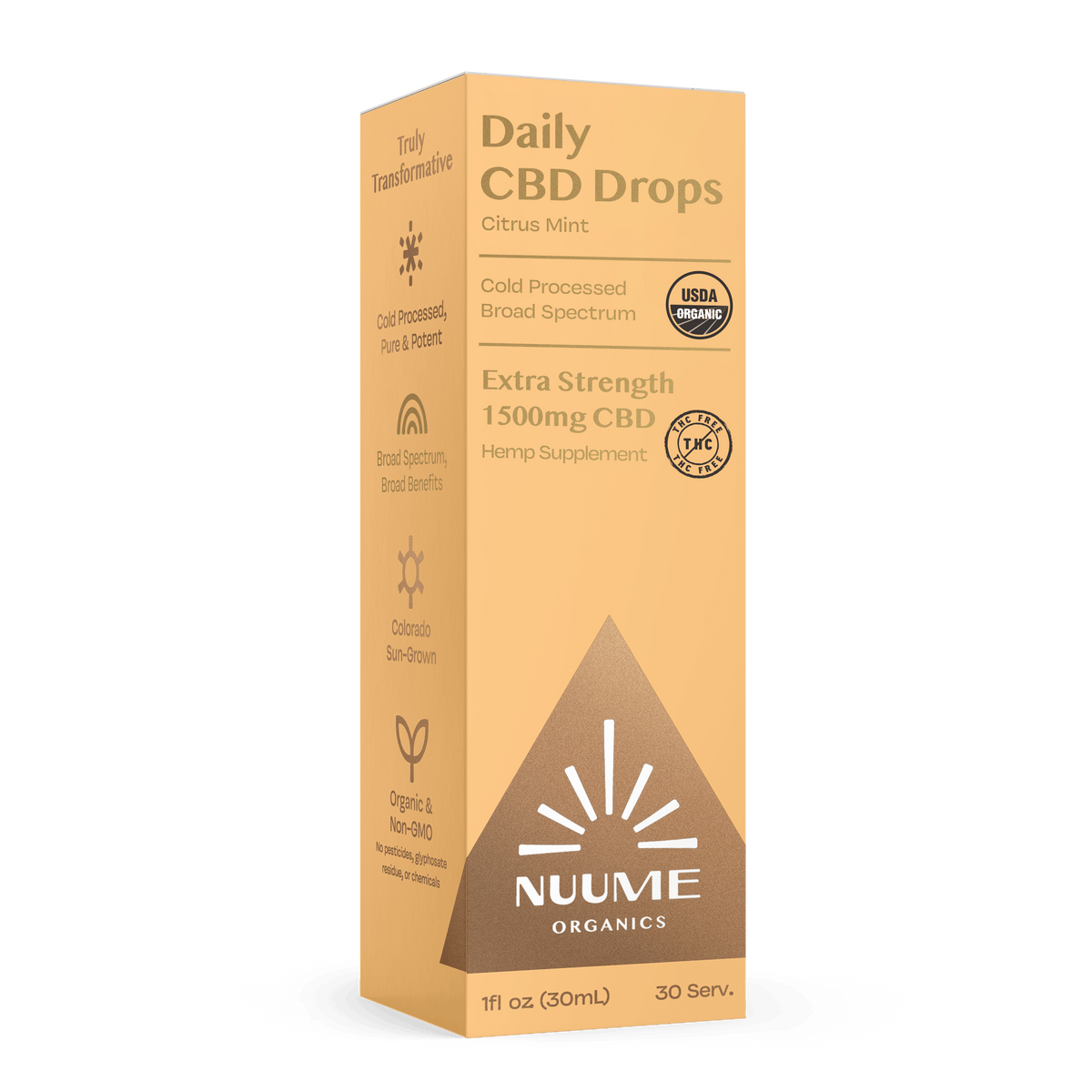 Organic CBD THC-Free Drops Citrus Mint - Extra Strength 1500mg - Broad Spectrum - Discreet Smoker
