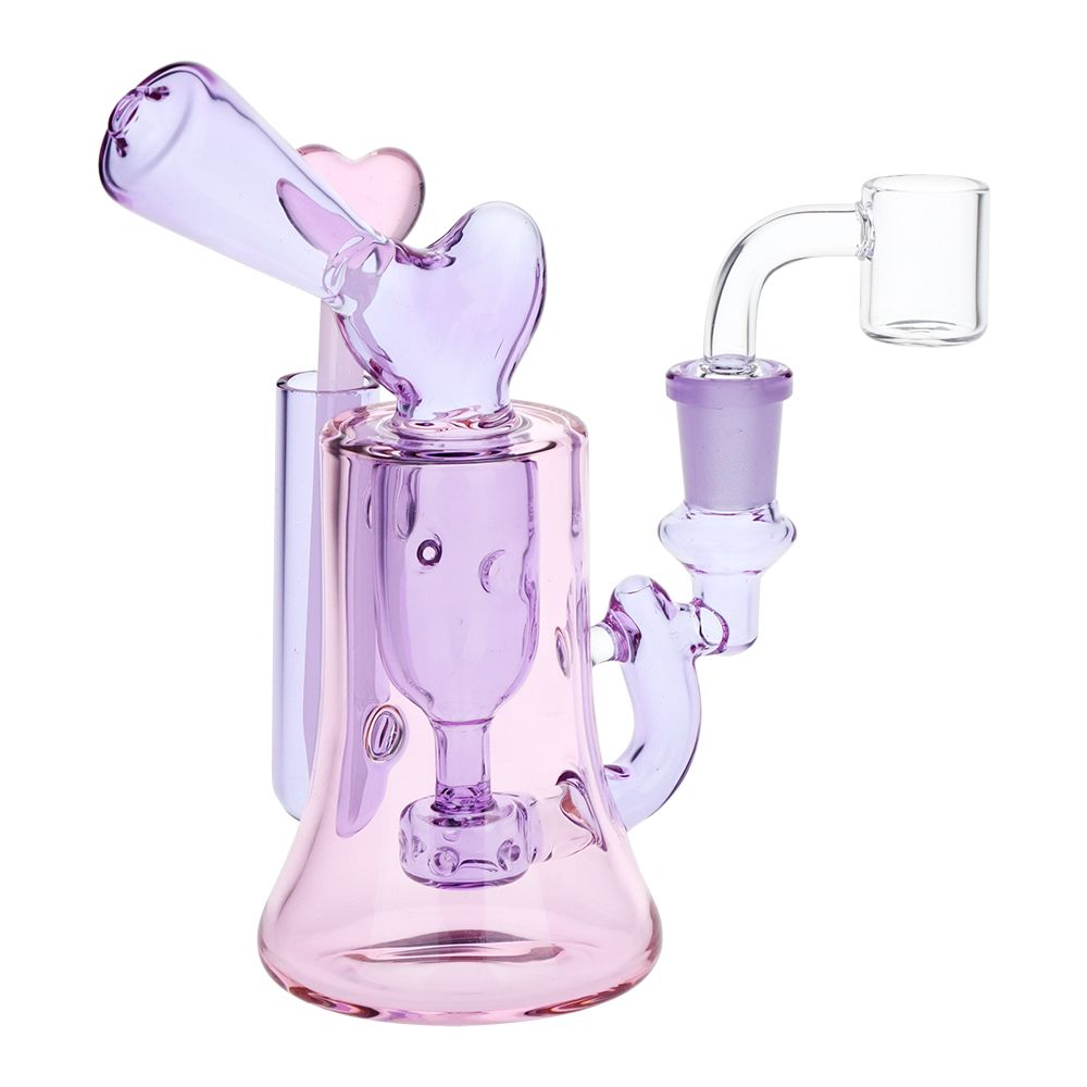 Lovely Heart Glass Dab Rig Set - 6.25" / 14mm F - Discreet Smoker