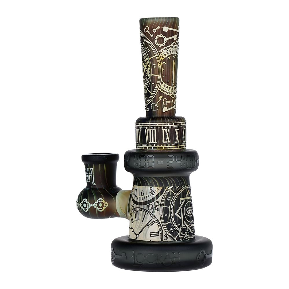Lookah Glass Sacred Time Black Etched Water Pipe - 6.5" / 14mm F - Discreet Smoker