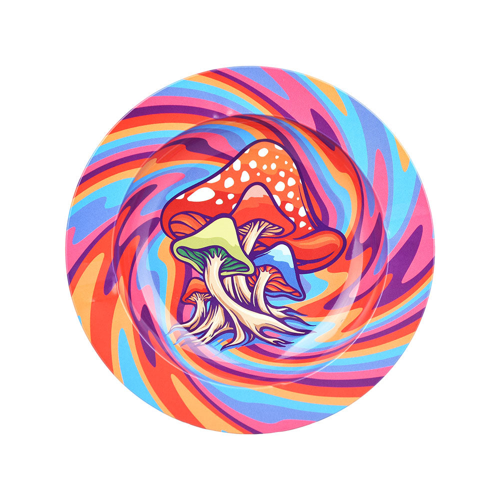 Mushroom Swirl Round Metal Ashtray - 5.25" - Discreet Smoker