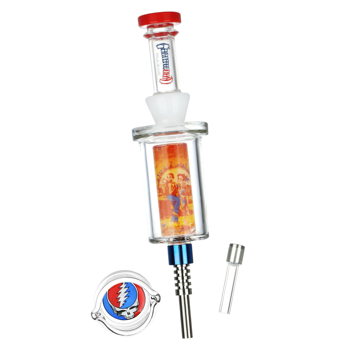 Grateful Dead x Pulsar Inside Print Vapor Vessel & SYF Dab Dish - 9.25" / Sunset Dance - Discreet Smoker