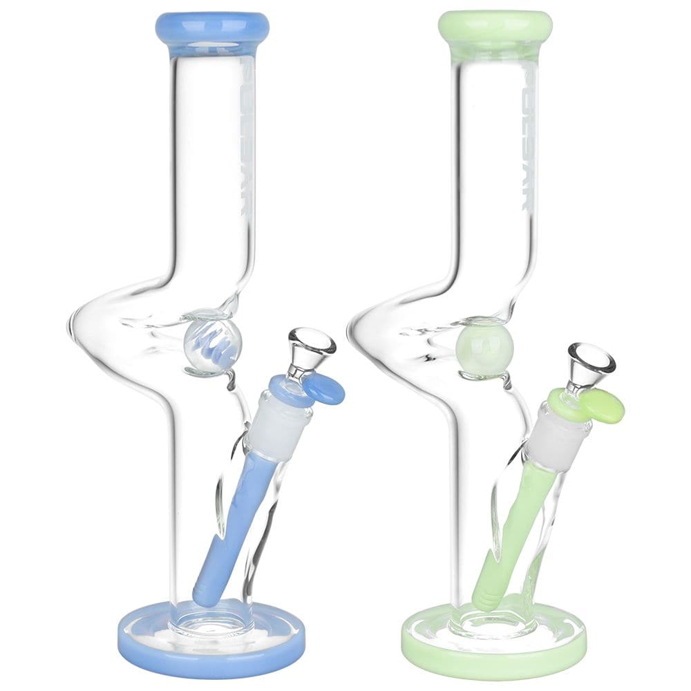 Pulsar Kinked Marble Straight Tube Glass Water Pipe - 12.75" / 14mm F - Discreet Smoker