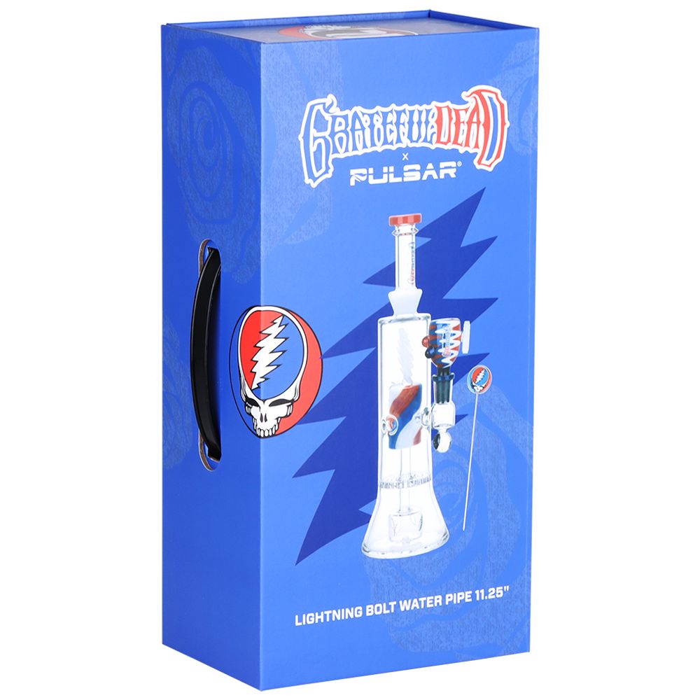 Grateful Dead x Pulsar Lightning Bolt Glass Water Pipe - Discreet Smoker