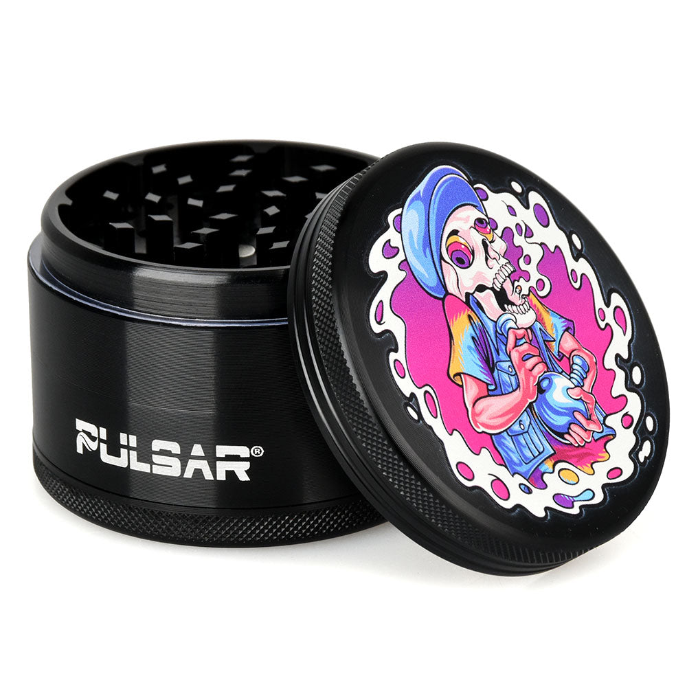 Pulsar Artist Series Metal Grinder - Skullbanger / 4pc / 2.5" - Discreet Smoker