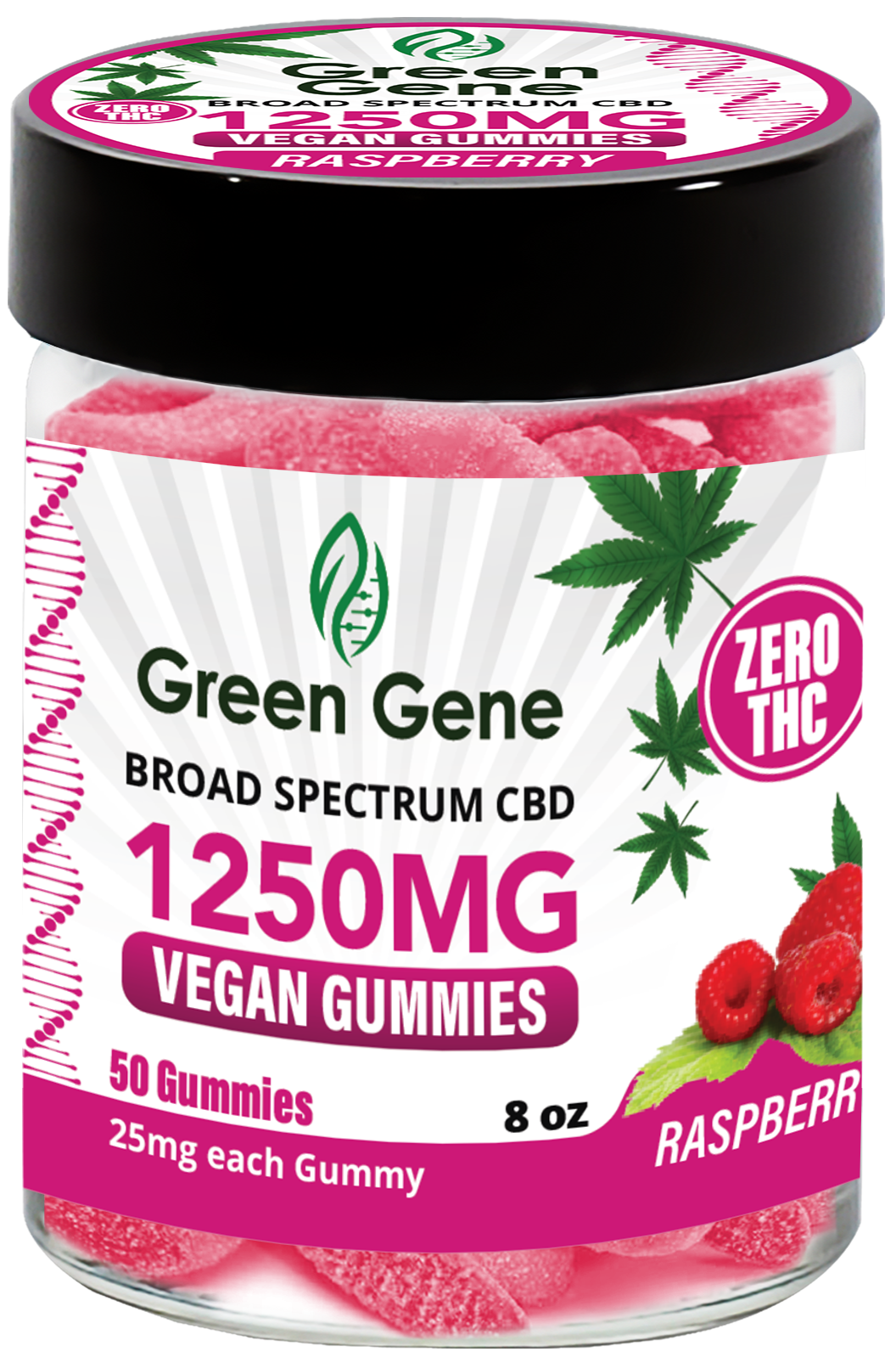 Green Genie CBD Vegan Pectin Infused Gummies w/ B12 Vitamins (625MG - 2500MG)