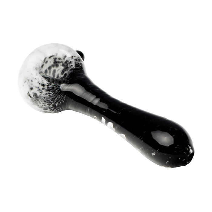 Human Grade IO Twist Spoon Pipe, White Frit with Black