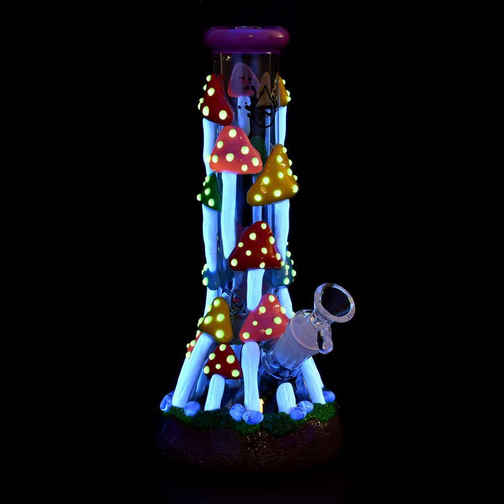 Pulsar Shroom Forest Beaker Water Pipe -10.25"/14mm F - Discreet Smoker