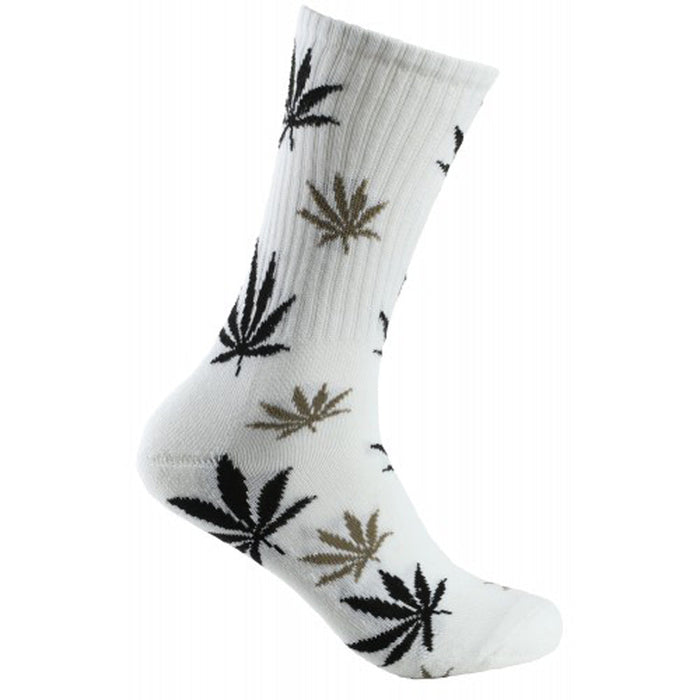 Mad Toro Socks | All Over Hemp Leaf, Mad Toro White Black