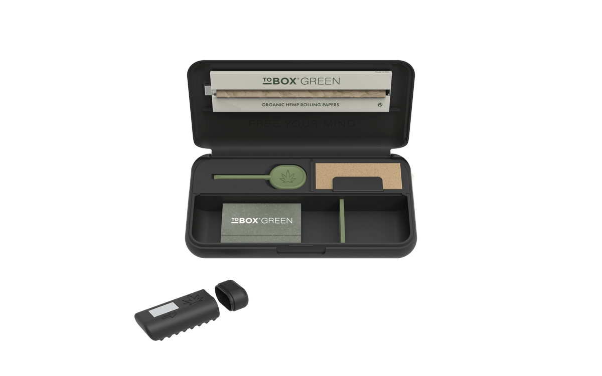 Tobox Green All-In-One Pocket Size Smell-Proof Stash Box Rolling Kit - Discreet Smoker