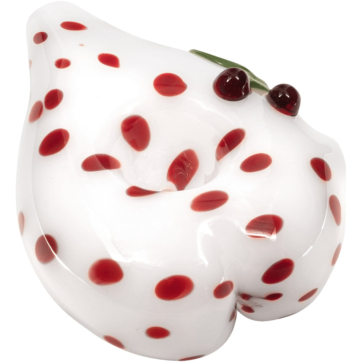 Elegant White Heart-Shaped Glass Hand Pipe with Red Polka Dots - Discreet Smoker