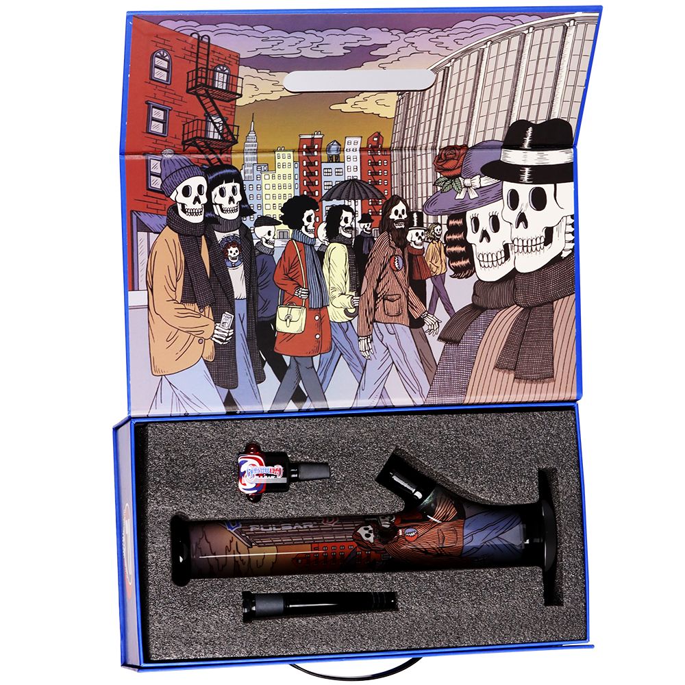 The Grateful Dead x Pulsar Inside Print Straight Tube Glass Water Pipe | 11.25" | 14mm F - Discreet Smoker