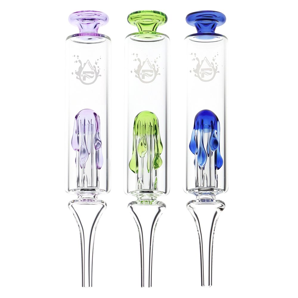 3CT BUNDLE - Pulsar Honey Drip Glass Dab Straw - 7.5" / Assorted Colors - Discreet Smoker