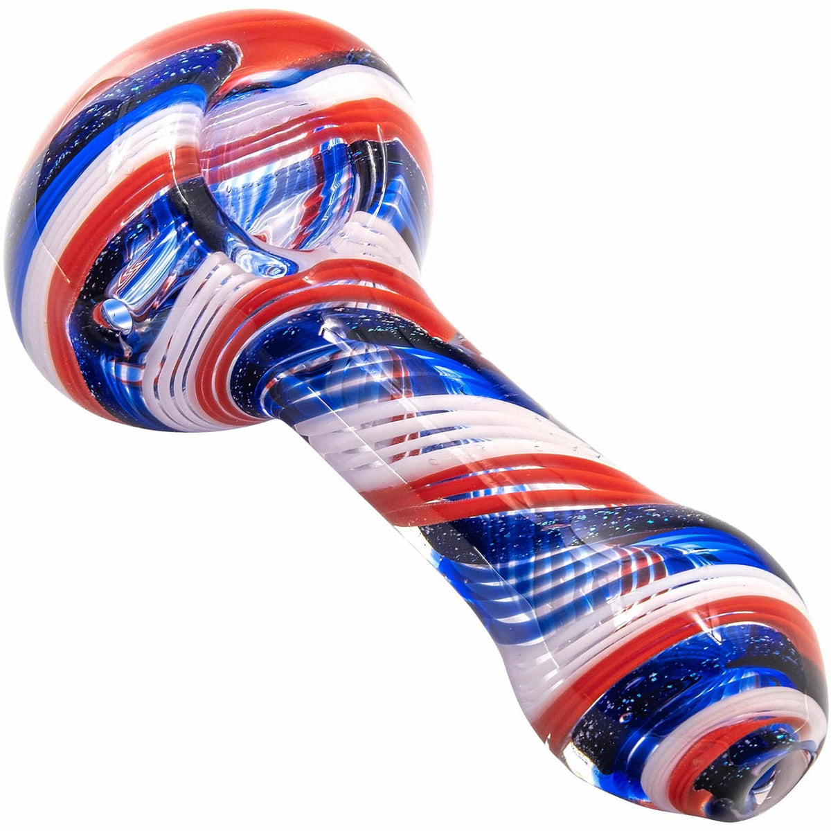 LA Pipes Stars and Stripes Independence Glass Spoon Pipe - Discreet Smoker