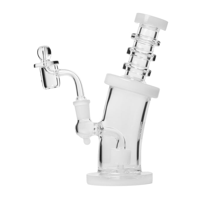 Human Grade 8" Bent Neck Dab Rig, Clear with White Accent