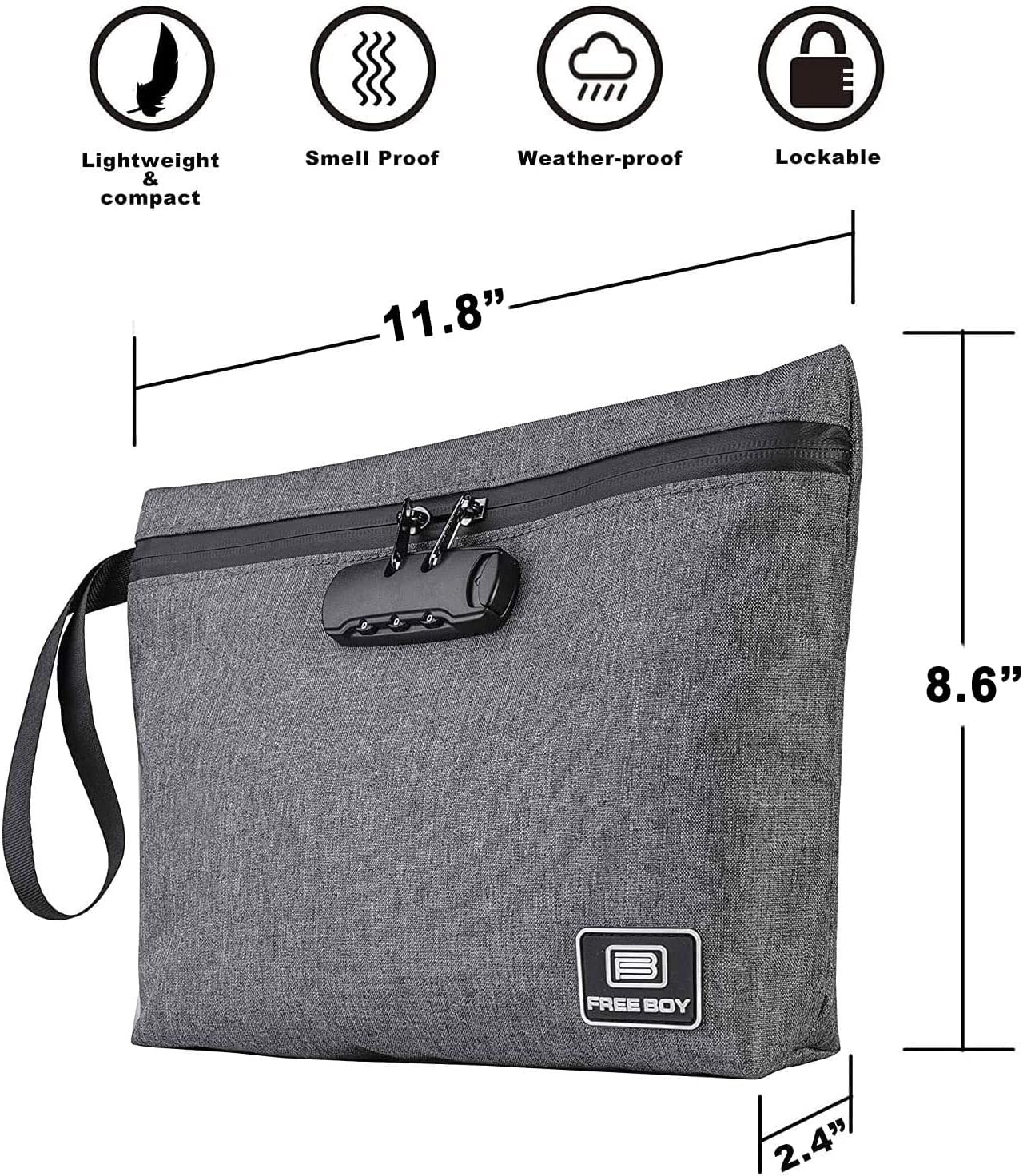 Durable Odor-Proof Stash Bag with Combination Lock - 11.8" x 8.6" Smell-Proof Storage Container