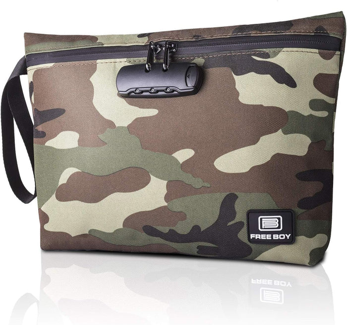 Durable Odor-Proof Stash Bag with Combination Lock - 11.8" x 8.6" Smell-Proof Storage Container, Camouflage