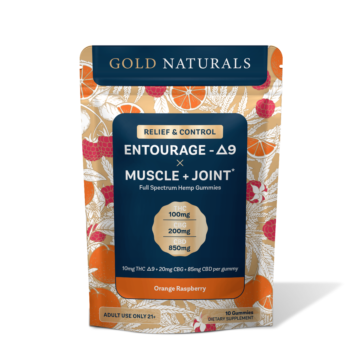 Gold Naturals Entourage Δ9 x Muscle + Joint Gummy - Discreet Smoker