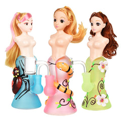 Doll Glow In The Dark Glass Water Pipe - 7.25" / 14mm F / Designs Vary