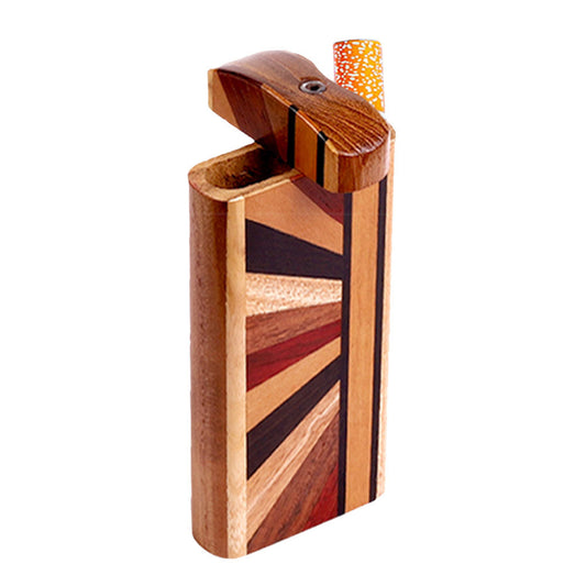 Striped Wood Dugout w/ Horizon Woodworked Design - Discreet Smoker