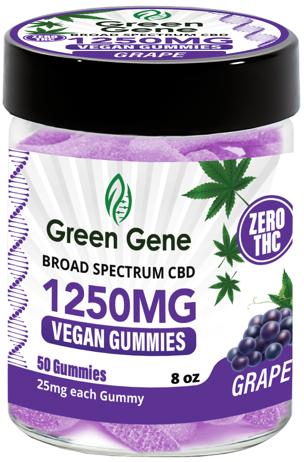 Green Genie CBD Vegan Pectin Infused Gummies w/ B12 Vitamins (625MG - 2500MG)