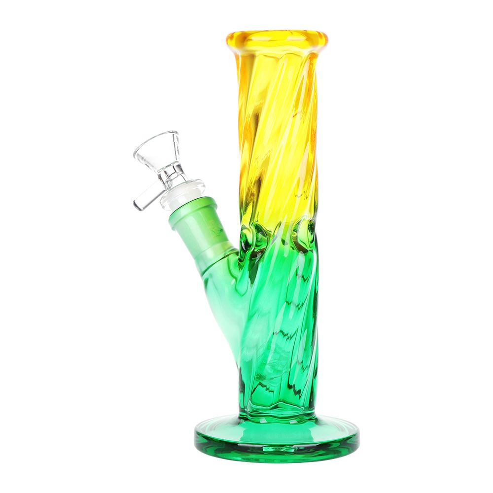 SeshGear Twist Ombre Straight Tube Glass Water Pipe | 7.75" | 14mm F - Discreet Smoker